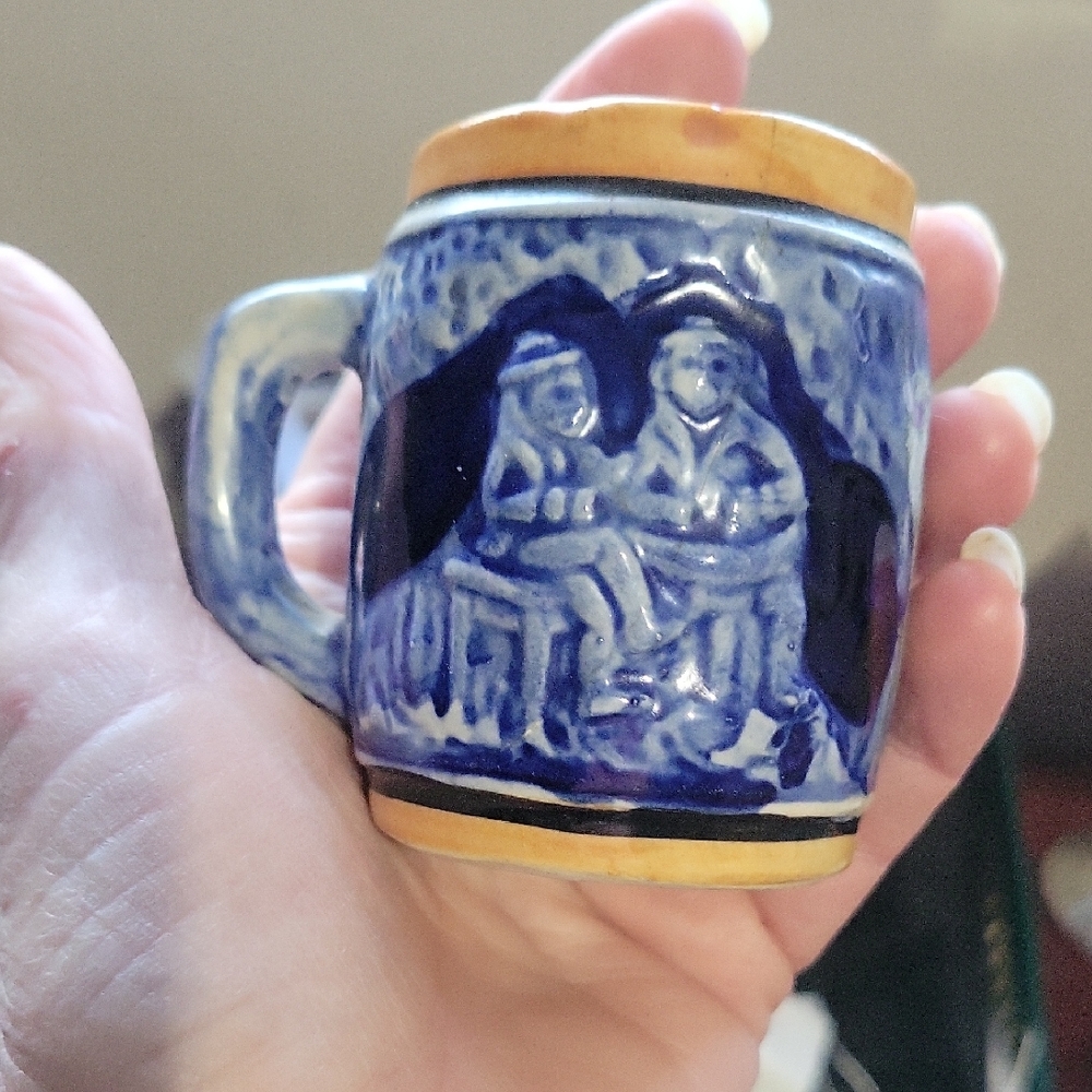 Vintage Blue Ceramic Stein